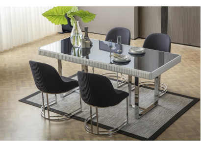 Suite Dining set Dining room Dining table Chairs 7pcs Luxury White Modern