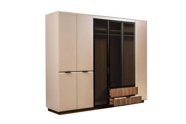 Wardrobe Wooden Cabinet Beige Bedroom Cabinet Wardrobe Modern