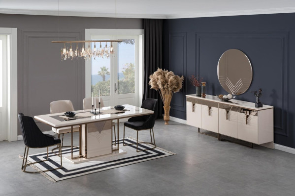 Luxury Dining table Dining room table Table Dining room Modern Wood White 200cm