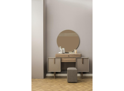 Dressing table Console table Puff Dressing table Wood Gray Mirror Set