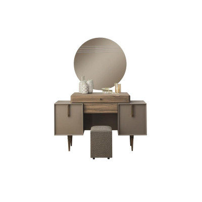 Dressing table Console table Puff Dressing table Wood Gray Mirror Set
