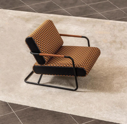 Armchair Wing Chair 1 Seater Orange Classic Living room Fabric Design