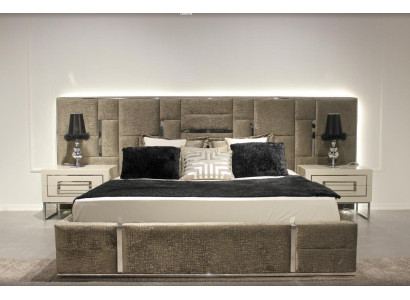 Luxury bedroom furniture complete furniture 3 pieces double bed 2x bedside tables