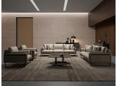 Living room set 6 pieces modern 2x coffee table designer sofa set 2x three seater