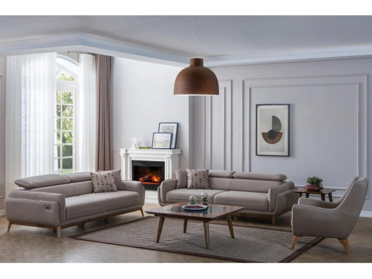 Living room 2x Sofa Set Three Seater Imitation leather Modern Armchair new Design Coffee table