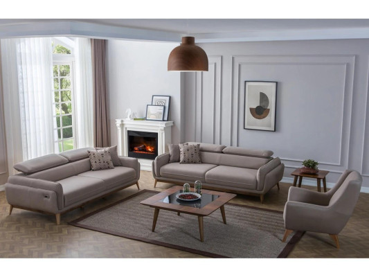 Living room 2x Sofa Set Three Seater Imitation leather Modern Armchair new Design Coffee table