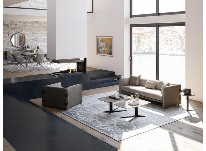 Komolett Set 6 pieces three-seater sofa new Armchair 2x Coffee table Wood 2x Side table