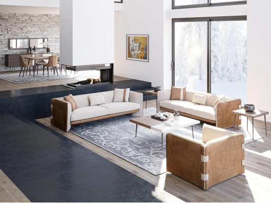 Luxury Sofa Set 2x Three Seater Sofas Couches Modern Armchair Living room Furnishings