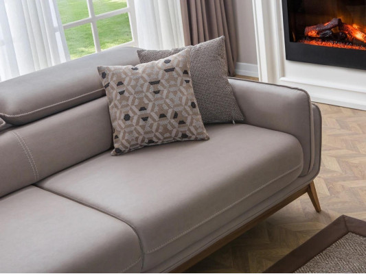 Gray Complete Living room Three Seater Sofa Modern Armchair Wood Design Coffee table