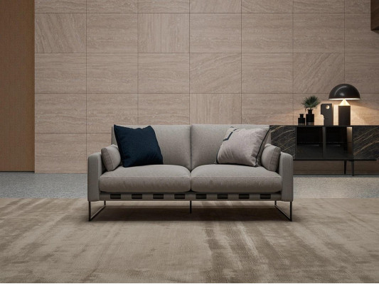 Sofa Two-seater Furnishings Living room Upholstered Furniture Modern Beige Couch