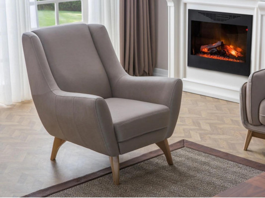 Luxury Armchair Gray Imitation leather Design Furniture Living room Furnishings Upholstered furniture