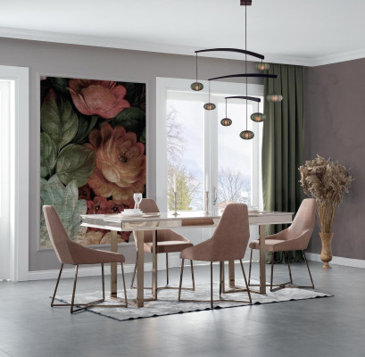 Dining set dinette Dining room Dining table Chairs Set 7pcs Wood White Table