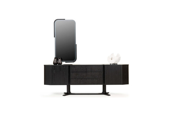 Sideboard Group Sideboard with Mirror Chest of drawers Wardrobe Black Set