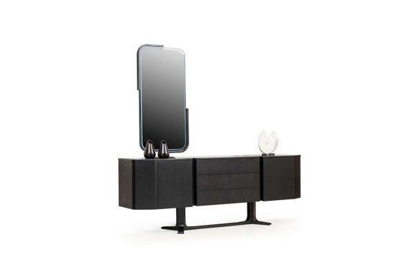 Sideboard Group Sideboard with Mirror Chest of drawers Wardrobe Black Set