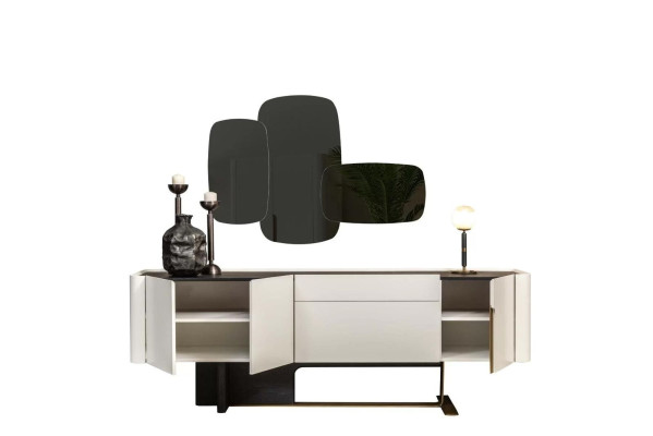 Sideboard Sideboard White Wardrobe Mirror Chest of drawers Wood Suite Chest of drawers