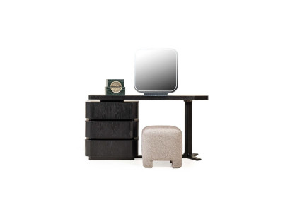 Dressing table Dressing table Mirror Console table Wood Black Set 3pcs