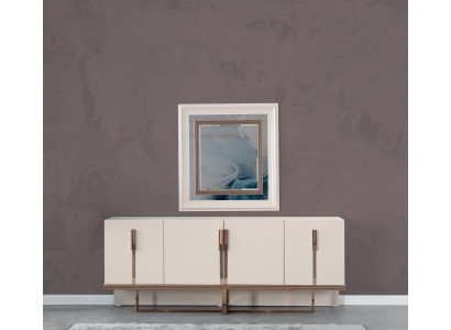 Suite Sideboard with Mirror Sideboard Chest of drawers Wardrobe Wood White Set