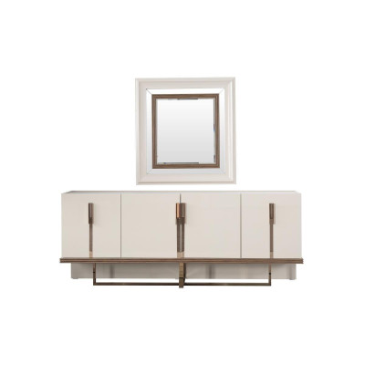 Suite Sideboard with Mirror Sideboard Chest of drawers Wardrobe Wood White Set