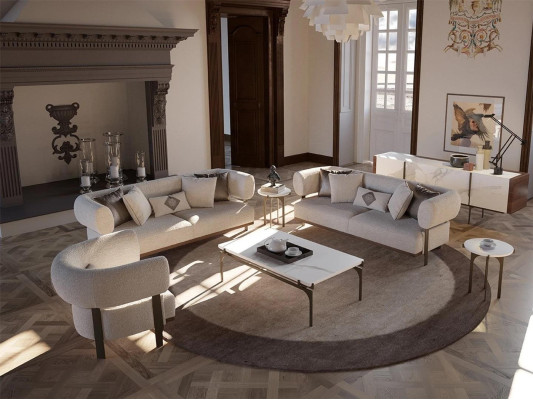 Living room Luxury Modern 2x Sofa Two-seater Upholstery Textile Design Furnishings