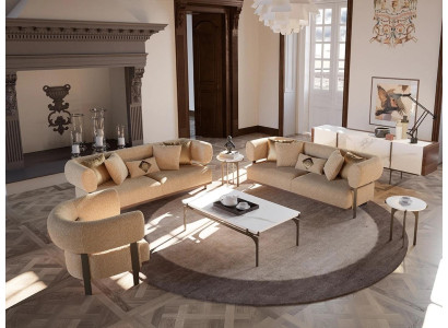 Beige Sofa set Design Upholstered furniture Living room Set 6pcs Furnishings