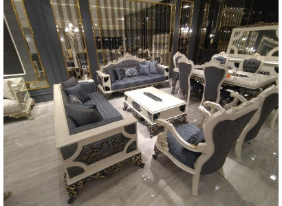Modern 4-piece living room set, stylish 2x sofas, designer armchair new