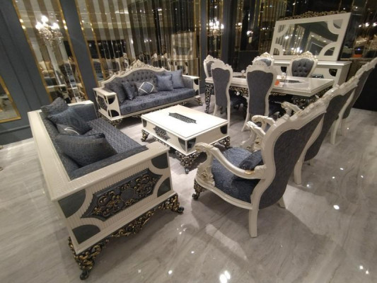 Designer Living room Set 2x Sofas, Stylish Armchair Luxury Living room Set