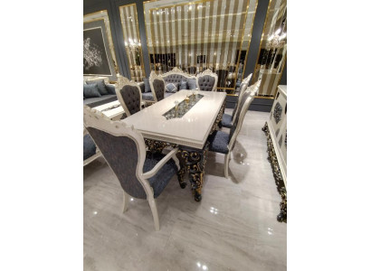 Glamorous Dining room Set Dining table + 6x Chairs + Dresser with Mirror 8 pieces