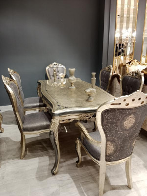Modern Dining room Furniture luxurious Dining table + 6x Chairs Table Chairs