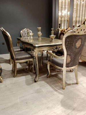 Modern Dining room Furniture luxurious Dining table + 6x Chairs Table Chairs