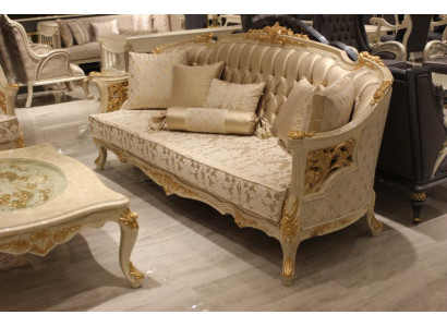 Exquisite Living room Deluxe Sofa 3 Seater Noble Sofa Beige Living room Sofa