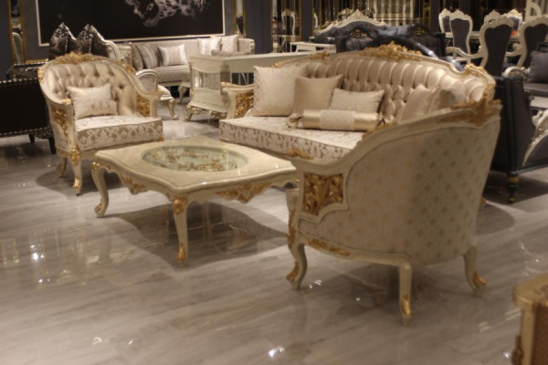 Exquisite Living room Deluxe Sofa 3 Seater Noble Sofa Beige Living room Sofa