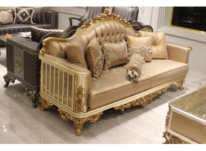 Luxury Sofa 3 Seater Textile Sofa Gold Design Furniture 3er Chesterfield Upholstery new