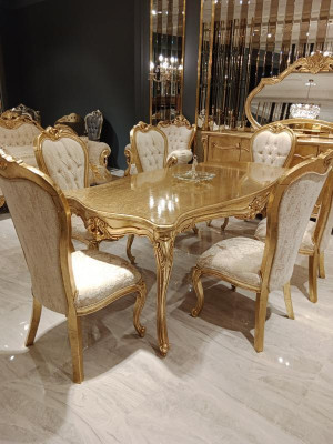 Complete Set 4x Chairs Classic Suite Dining room Wood Design Chairs new