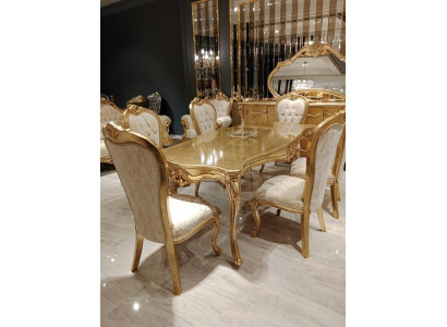 Classic Dining table 200x110cm Gold Luxury Wooden Table Dining Kitchen new Design Tables