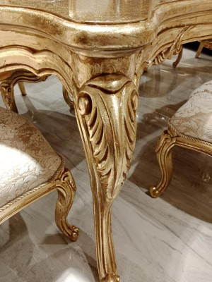 Classic Dining table 200x110cm Gold Luxury Wooden Table Dining Kitchen new Design Tables
