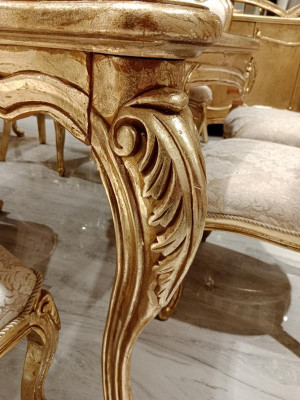 Classic Dining table 200x110cm Gold Luxury Wooden Table Dining Kitchen new Design Tables