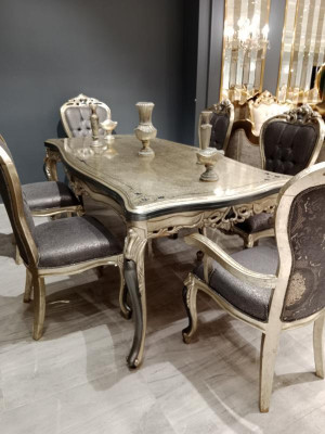 Designer Dining room Furniture Dining table from Wood Table Gold Space for 6 People