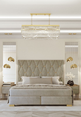 Gray Bedroom Double bed Designer Bedside tables Luxury 3-piece Suite
