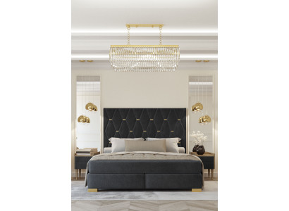 Designer Gray Bedroom Suite stainless steel Double bed Bedside tables