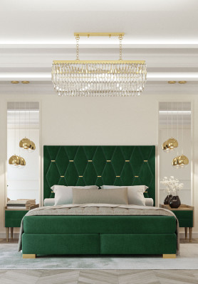 Stylish Green Bedroom Double bed Bed frame Wood Bedside tables