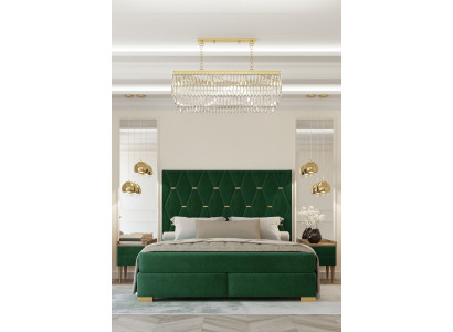 Stylish Green Bedroom Double bed Bed frame Wood Bedside tables