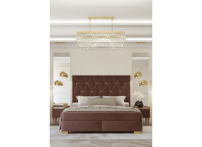 Large brown stainless steel bed designer double beds textile beds 3-piece set