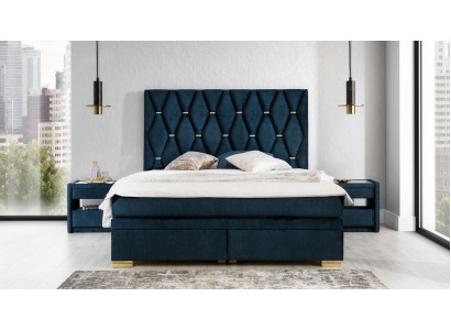 Blue e Bedroom Textile Suite Elegant Bedside tables Stainless steel bed 3 pieces