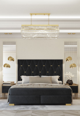 Black Bedroom Suite Double bed 2x Luxury Bedside tables 3-piece set