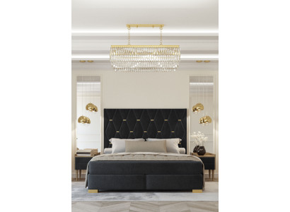 Black Bedroom Suite Double bed 2x Luxury Bedside tables 3-piece set