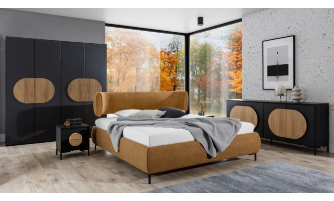 Black -Brown Bedroom Furniture Designer Bed Wardrobe Chest of drawers