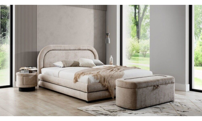 exclusive Beige Bedroom Suite Double bed Upholstery Bedside tables