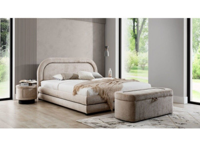 exclusive Beige Bedroom Suite Double bed Upholstery Bedside tables