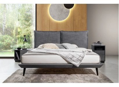 Stylish Bedroom Gray Bed 2x Bedside tables Luxury Beds 3pcs