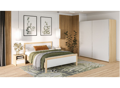 White Bedroom Furniture Luxury Bed Bedside tables Large Wardrobe
